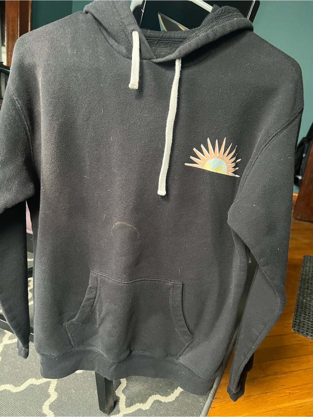 Billabong Black Hoodie with Sunrise Chest Graphic